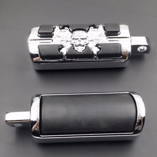 Chrome Skull Wing Foot Pegs Footpegs Support For Harley Male Mount Motorcycle