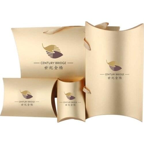 Customized metal stickers logo brand name gold pillow box DIY gift Hair extension bundles wig packaging packing paper box boxes