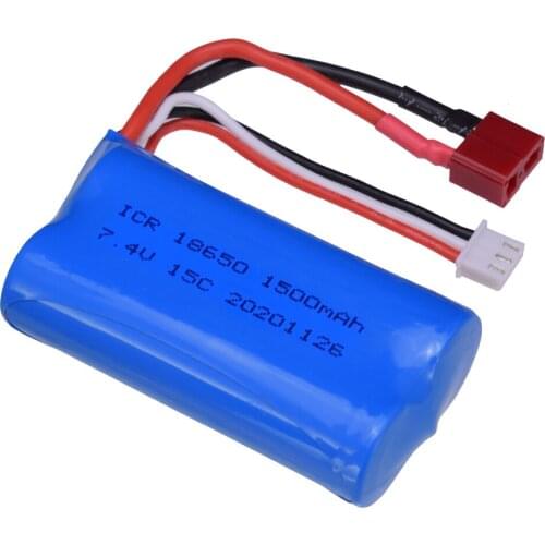 Hot 2PCS LiPo Battery for WLtoys 12428 12403 High Speed RC Car 7.4V 1500Mah 18650 T Deans Plug