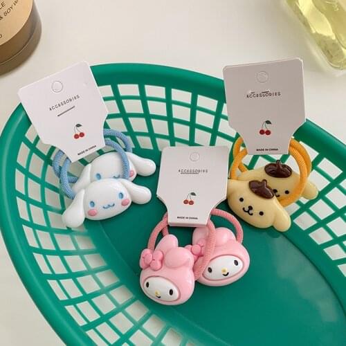 Cute Cartoon Elastic Hair Bands For Girls Lovely Kids Hair Ring Head Rope Ponytail Children Hair Styling Tools Headdress 2PCS