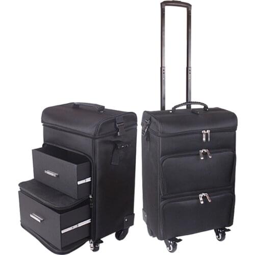 Women large capacity Trolley Cosmetic case,Nails Makeup Toolbox Rolling Suitcase,Multifunction Beauty Tattoo Box Trolley Luggage