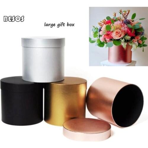 Fashion Large Rose Gold Black Silver Gold Round Gift Box Party Valentines Day Activities Flower Candy Dress Decoration Gift Box