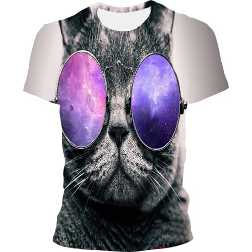 2021 new summer 3D fat cat men and women fashion casual T-shirt round neck short sleeve top