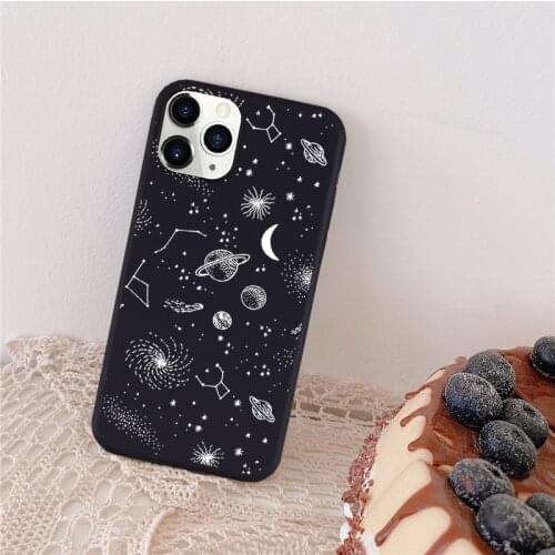 Planet Moon Star Space Solid Color Soft Matte Silicone Case for iPhone 11 12 Mini Pro X XR XS MAX 7 8 6S Plus SE2020 Back Cover