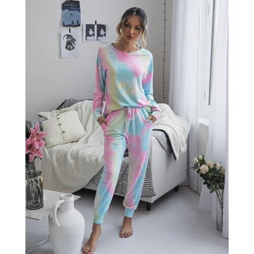 2021 New Printed Autumn Winter Pajamas Womes Casual Leisure Homewear Long-Sleeved Women Suit Winter Sleepwear Soft Pajamas