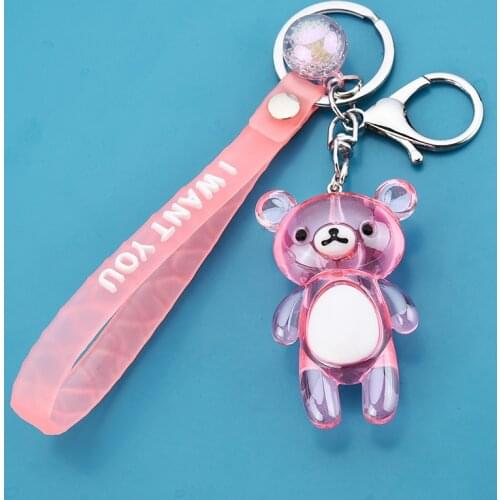 New Cartoon Bear Acrylic Keychains Accessories Delicate Craft Transparent Key Chain Delicacy Bag Pendant Small Trinket Keyring