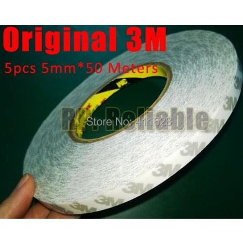 Wholesale! 5x 5mm*50M 3M 9080 Double Sides Sticky Tape for LED Strip, Phone LCD Touch Display Screen Panel Adhesive Free Ship