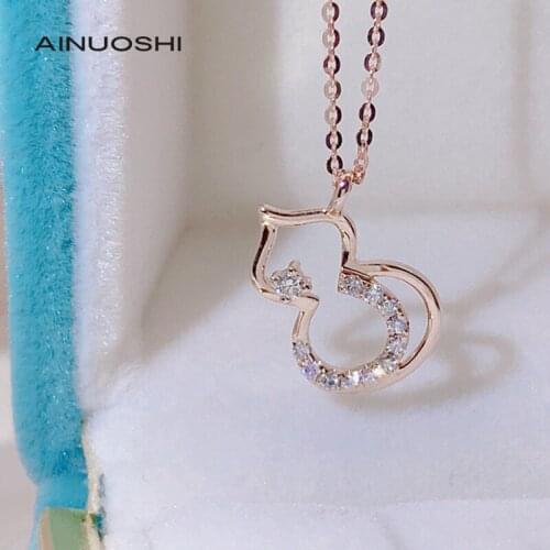 AINUOSHI Round Cut 0.085ct Diamond Gourd shaped 18k Pendant Necklace Bright Color Suitable for Ladies' Daily Wear 18