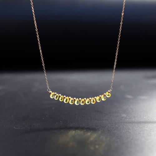 DAIMI Faceted Yellow Sapphire Necklace 14K Gold Injection Genuine Gemstones Clavicle Chain Pendant Female
