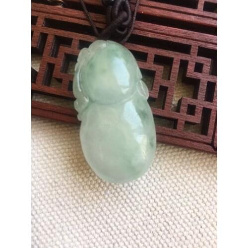Natural 7A Myanmar green jade pendant necklace hand-carved jade gourd emerald necklaces jadeite jade jewelry necklace women