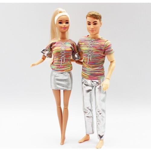 30cm Couple Doll Girlfriend & Boyfriend Ken Doll 1/6 Doll with Wheat Complexion Body Couple Outfit Parents Cosplay Toys Gifts