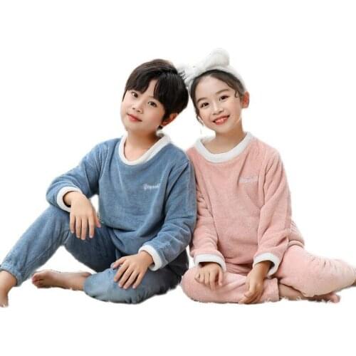 Girls Pajamas Set For Boy 3-10Y Autumn Winter 2021 New Flannel Children Sleepwear Suit Plush Warm Kids Homewear Baby Clothing
