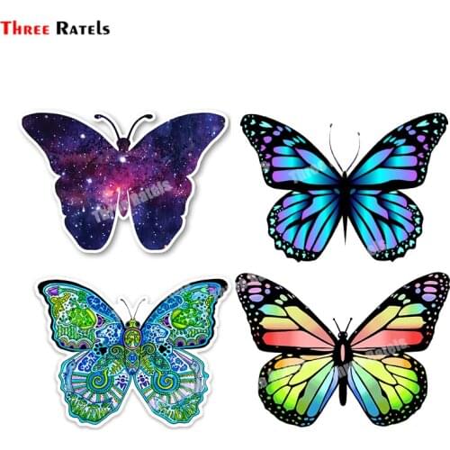 Three Ratels B318 Rainbow Colorful Butterfly Stickers For Room Wall Decoration School Gifts Decals Kids Favorite Waterproof