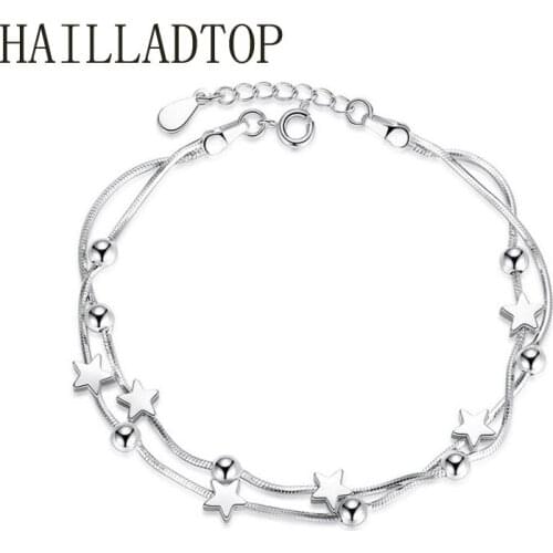 Pentagram Silver Bracelet Fashion High Quality Jewelry Wholesale Adjustable Bracelet Hand Chain Wholesale Women Jewelry Gift