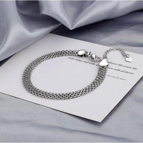 Punk 925 Sterling Silver Weave Tassel Charm Bracelet &Bangle For Women Wedding Jewelry SL033