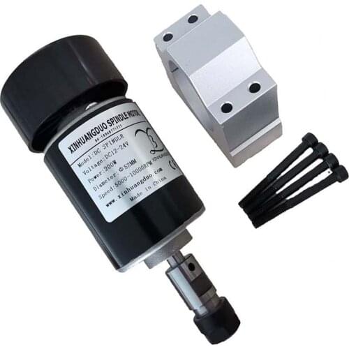 Air Cooled Spindle 200W 24VDC 10000RPM Air Cooled Spindle Motor CNC 200W Spindle Motor + Clamp for CNC DIY Machine