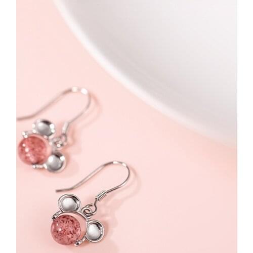 Cute Anime Mouse Stud Earrings Wholesale Brand Charm Crystals Bear Jewelry For Women 2021 Cartoon Luxury Gift Accessories