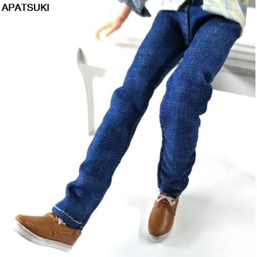 Blue 1/6 Doll Clothes Handmade Jeans Pants For Ken Doll Trousers For Barbie Boyfriend Ken Prince Male Boy Doll Casual Wear