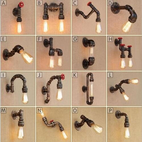 Steam punk Loft Industrial iron rust Water pipe retro wall lamp Vintage E27 sconce lights steampunk house lighting fixtures luz