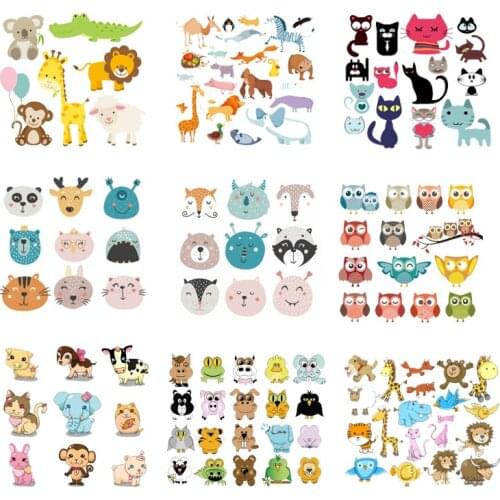 Iron-on Transfers for Clothing Patches for Clothes Stickers Diy Animals Cute Patch Flex Fusible Transfer Vinyl Adhesive Stripe F