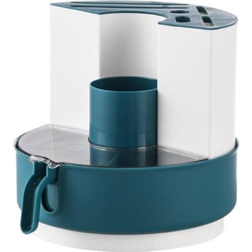 360 Rotating Storage Box Kitchen Shelf Seasoning Rack Knife Chopsticks Holder Organizer