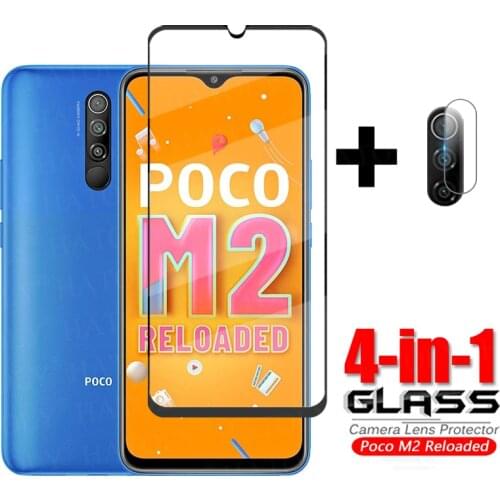 For Glass Xiaomi Poco M2 Reloaded Full Cover Tempered Glass Poco M2 Reloaded M3 Phone Screen Protector Camera Protective Glass