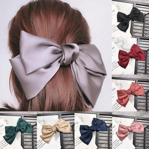 Large Bow Hairpin Ribbon Big Bow Hair Ties Sweet Hairpins for Girl Hair Clip for Women Satin Hair Rope Hairgrip Hair Accessories