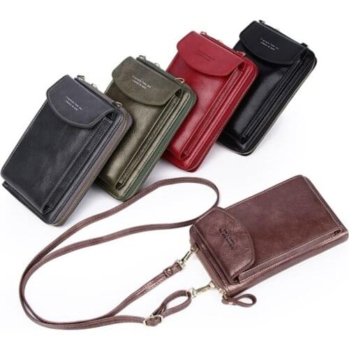 Women Universal PU Leather Cell Phonebag Luxury Shoulder Strap Bag Wallet Pouch Neck Strap Large Space Lady Handbag