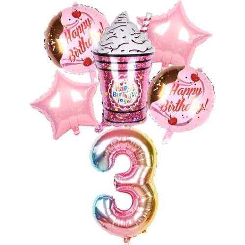 1 set Ice cream Milk Tea Aluminum Foil balloon 32-inch Number Birthday Party Decoration Helium Globos Baby Shower Childrens toy