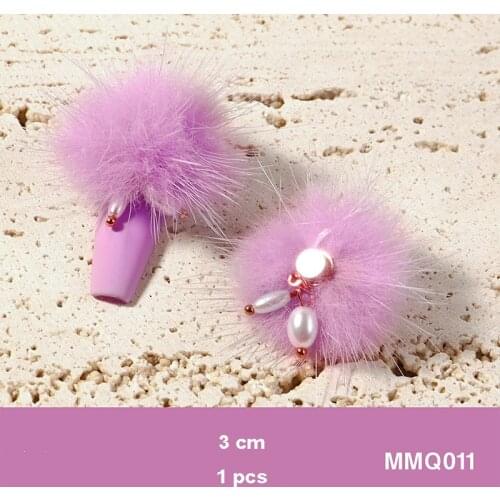 1 Pcs Pearl Pendant Fur Ball Nails Accessories for Art Decoration Fashion Removable Nail Stickers for Manicure