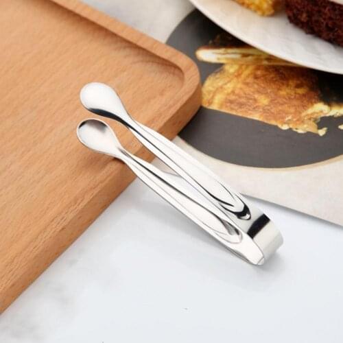 2Pcs Stainless Steel Coffee Sugar Tongs Barbecue BBQ Clip Clamp Kitchen Tool