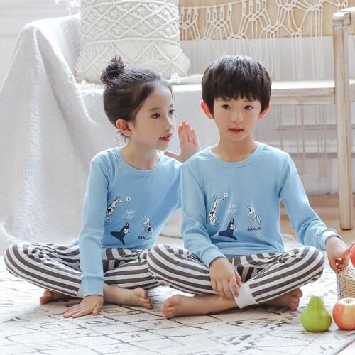 2021 Girls Pajamas Baby Cartoon Clothing Sets Kids Pyjamas Pijamas Boys Girls Full Sleeve Sleepwear Night Wear