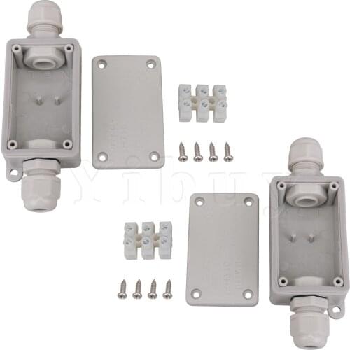 2x Plastic Outdoor IP65 1 In to 1 Out Cable Wire Connector Junction Box
