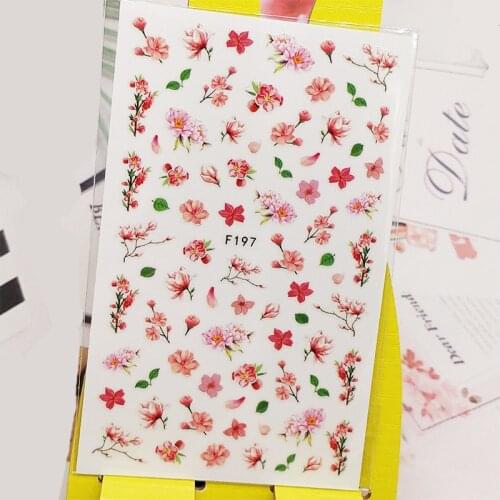 3D Stickers for Nails Flower Peach Blossom Designs Nail Art Decorations Foil Decals Manicure Accessories Decoraciones