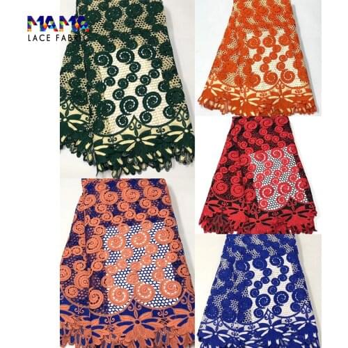 5 Yards High Quality Flower Embroidered Net Lace African French Tulle Mesh Fabrics Swiss Voile 100% Cotton Indian Wedding Sewing