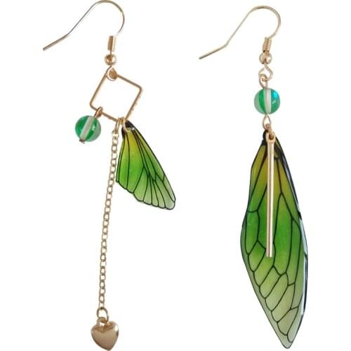 6 pair / lot wholesale Costume Jewelry accessories colorful butterfly cicada Wing Earring