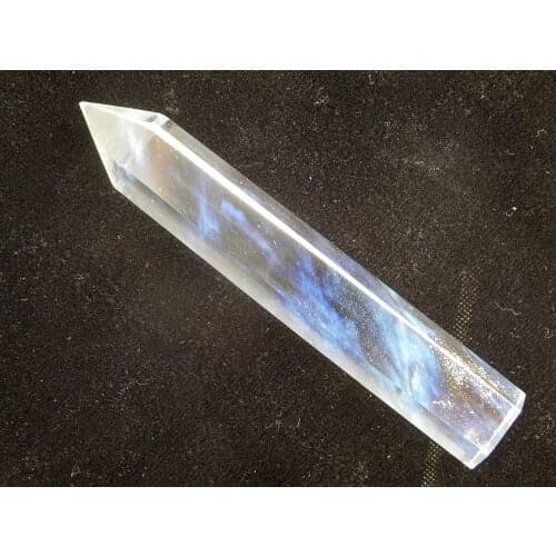 95mm Yellow blue SMELT QUARTZ CRYSTAL WAND POINT HEALING