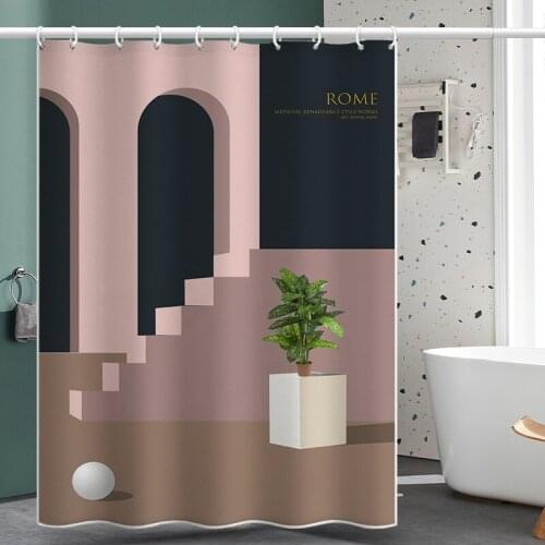 Abstract Art Color Block Geometric Figure Waterproof and Mildewproof Shower Cloth Kitchen Toilet Bathroom Curtain Partition