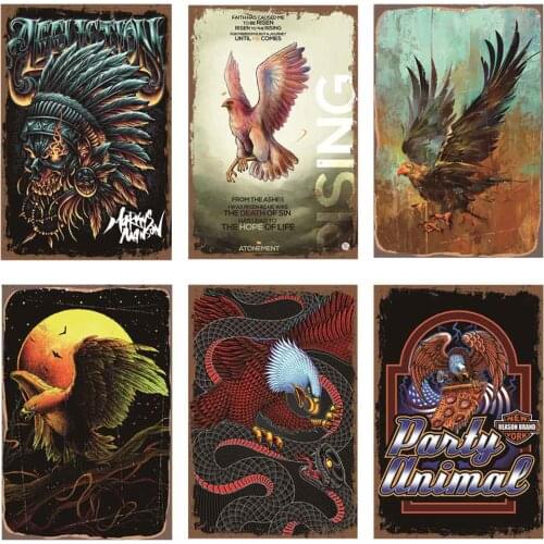 American Flag Vintage Metal Tin Sign Eagle Retro Metal Poster DIY Wall Stickers Home Bar Art Posters Decoration