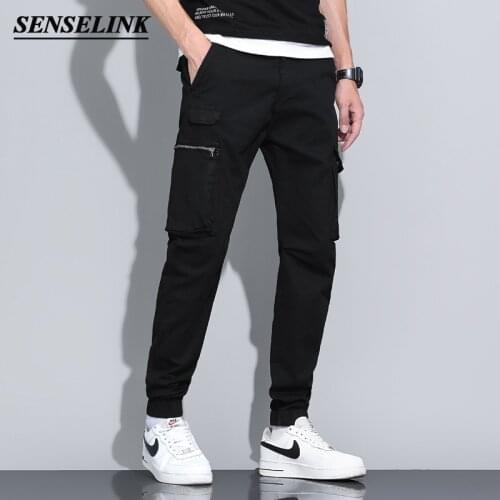 2021 Summer New Solid Color Men Cargo Pants Casual Loose Tactical Military Uniform Multi-Pocket Jogging Big Size Men Pants 29-38