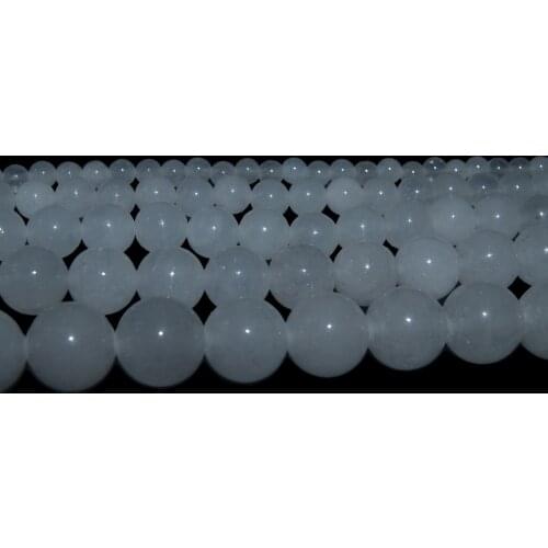 Wholesale Natural Stone White Chalcedony Jades Beads For Jewelry Making Charm DIY Bracelet Necklace 4/6/8/10/12 MM Strand