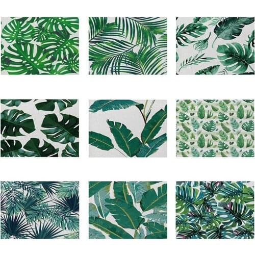 Kitchen Placemat Summer Tropical Plant Decorative Table mats 42X32 Waterproof Drink Coasters Cotton Linen Print Western Placemat