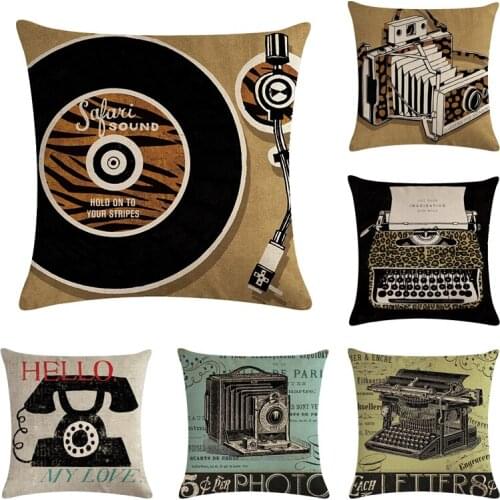 Telegraph Decorative Cushion Cover Cotton Linen Square Throw Pillow Cover 45x45CM Pillow Case Home Office Car Sofa Decor