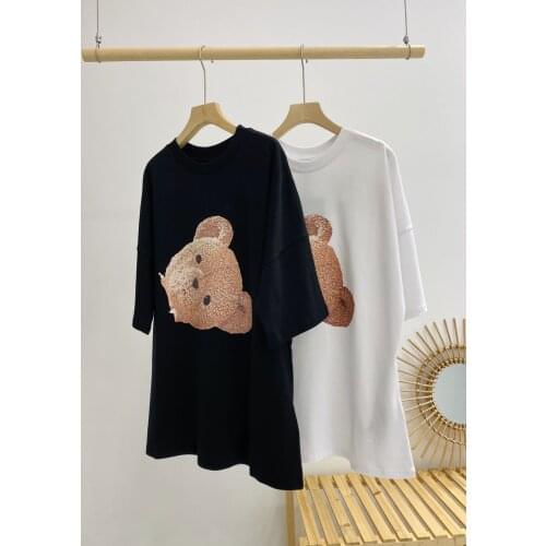High quality Palm Angels bear short-sleeved T-shirt men women couples loose casual T-shirt