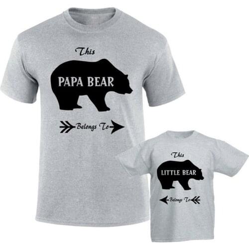 Papa bear Belongs Little Bear Father Daddy Son Daughter Bear Family T shirts