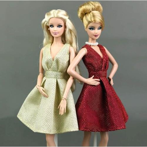 Gliter Doll Dresses Classical Evening Dress for Barbie Doll Outfits Purely Manual Clothes For 1/6 BJD Doll Accessories Kid Toy
