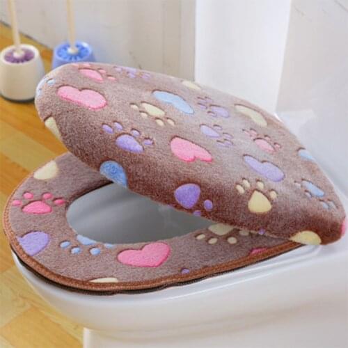 Hot Sale Soft Coral Velvet Warm Toilet Seat Cover Set Washable Elasticity Toilet Lid Seat Cover Bathroom Set 2020 New #A