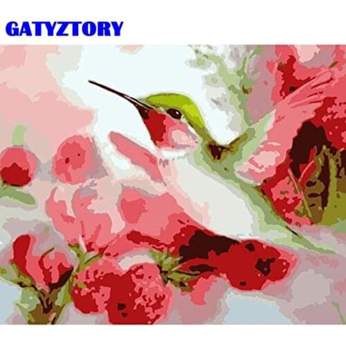 GATYZTORY Oil Painting By Number Flower Bird Drawing On Canvas HandPainted Gift Picture By Number Animal Kits Home Decor