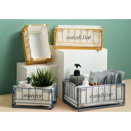 Wrought Iron Household Creative Folding Debris Sorting Box Student Dormitory Desktop Storage Baskets