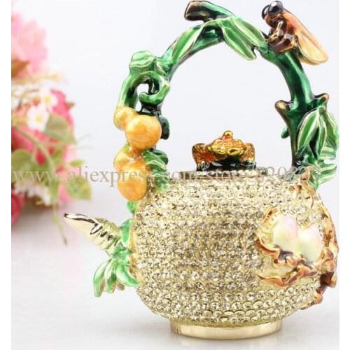 Kettle Trinket Display Metal Craft Good Luck Trinket Gifts Tea Kettle Shaped Fancy Decoration Teapot Shape Fashionable Metal